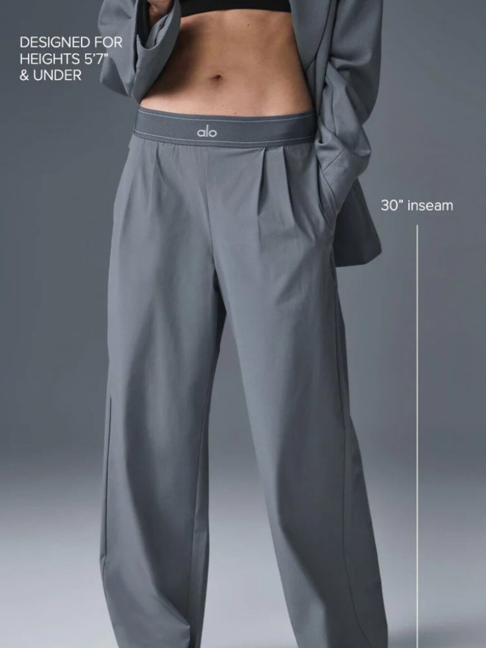 Brand New ALO Yoga Suit Up Trouser Steel Grey🐺30" Inseam Relaxed Fit - Picture 14 of 16